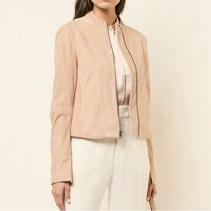 VINCE Rose Quartz Suede Moto Jacket Size 10